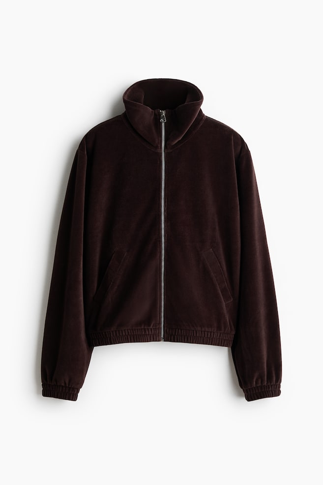 Trainingsjacke aus Velours - Dunkelbraun/Dunkellila - 1