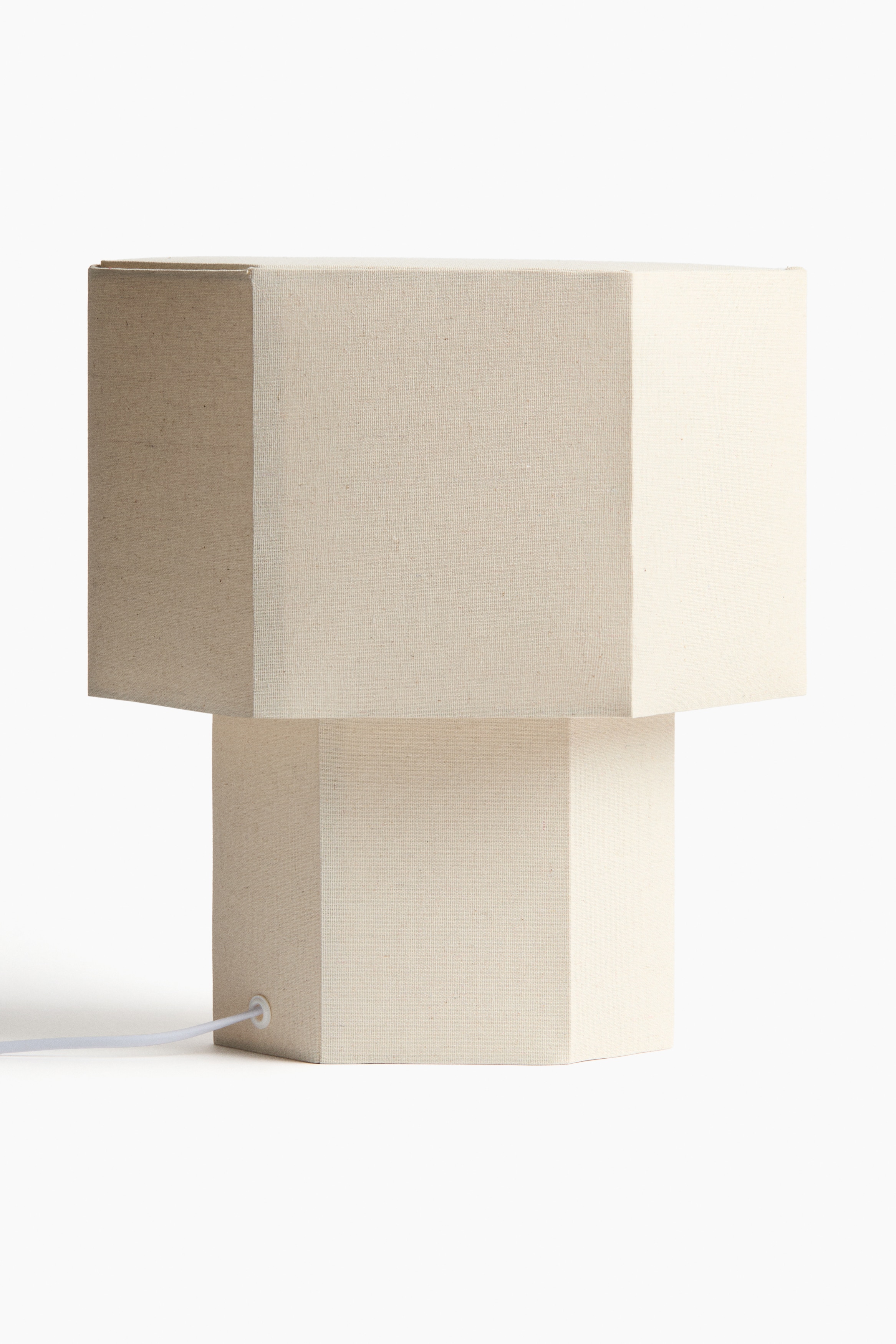 Stor sekskantet bordlampe - Lys beige/Gul