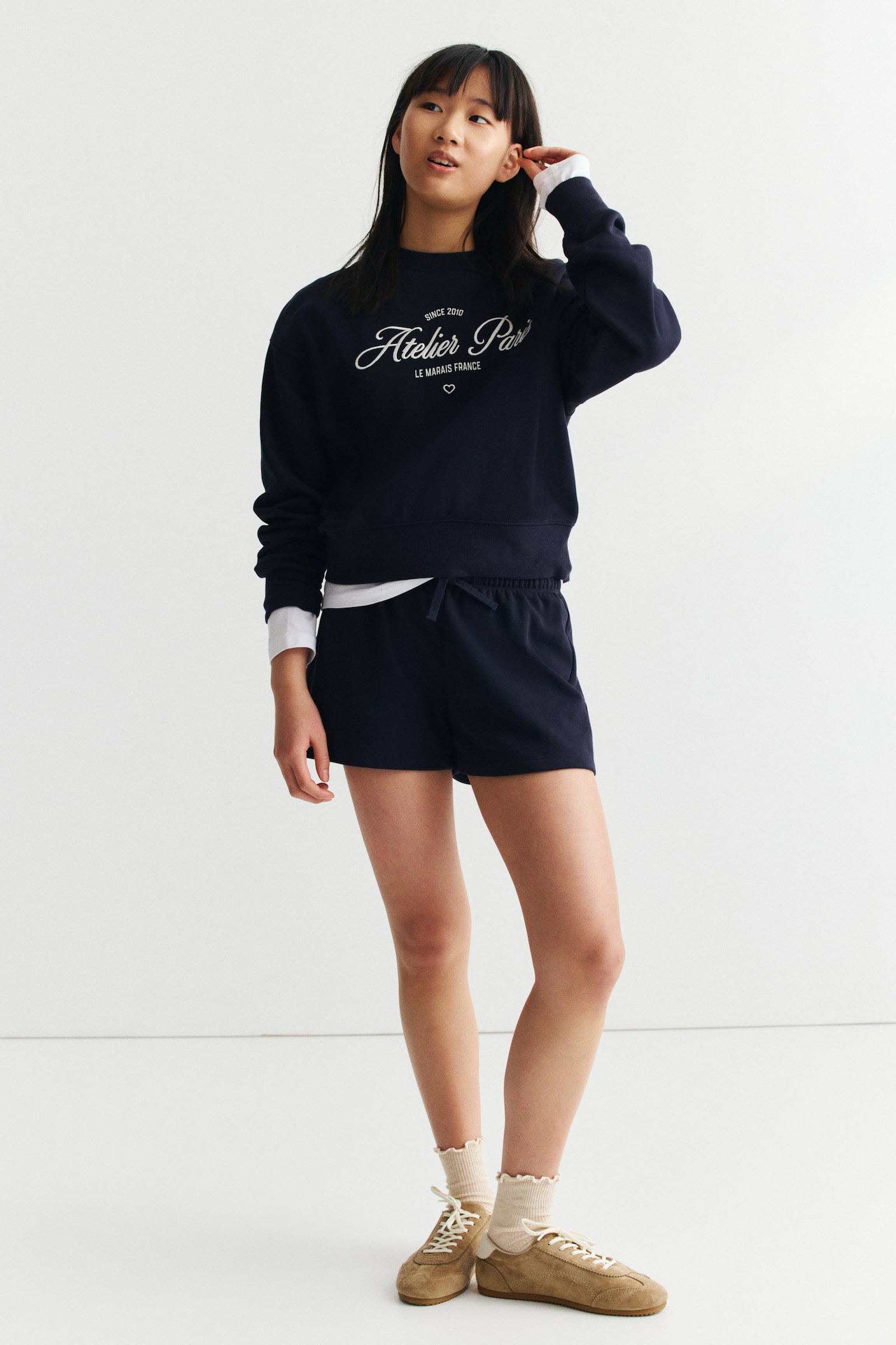 2-piece sweatshirt set - Navy blue/Cream/Teddy bear/Light pink/Hamptons - 4