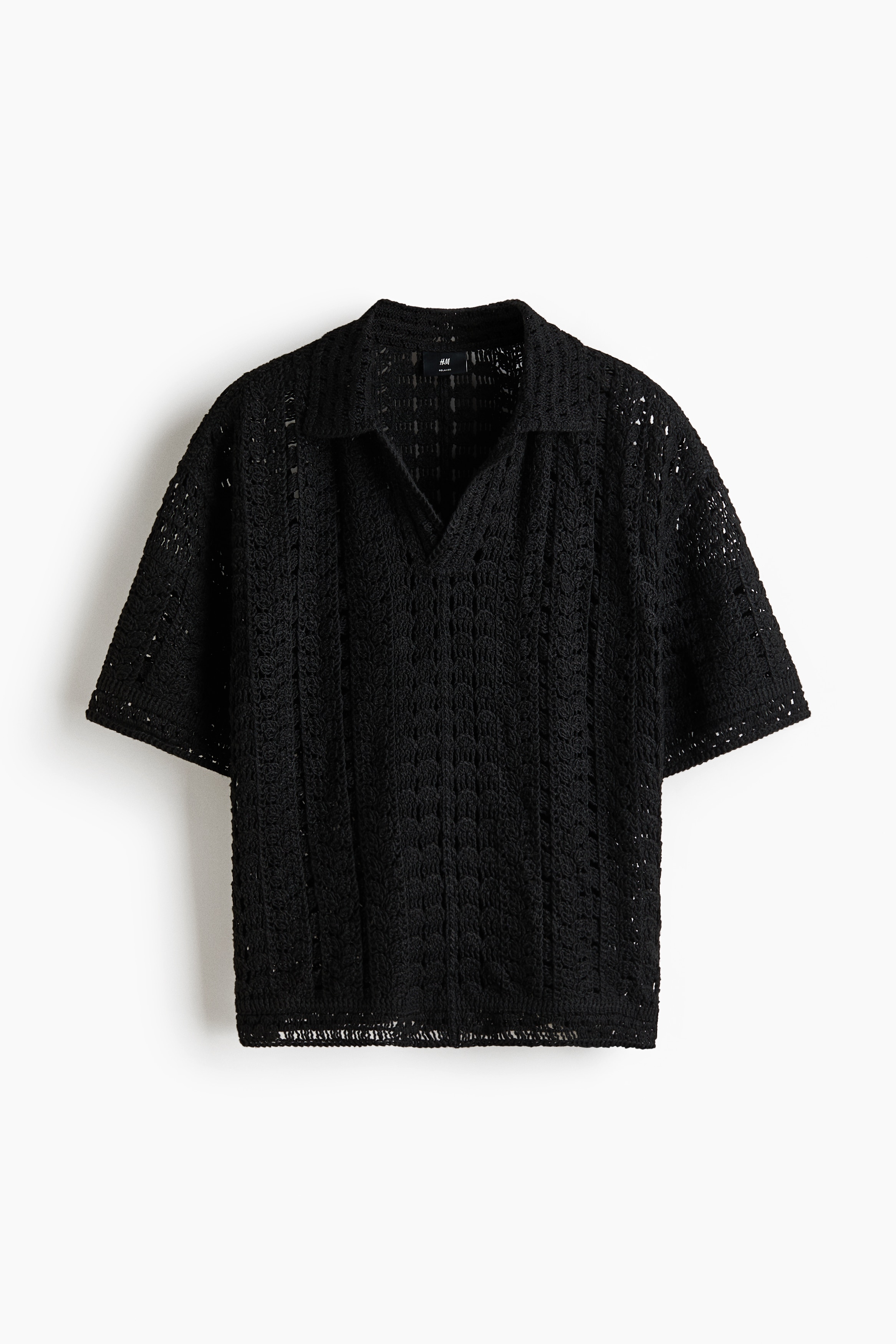 Relaxed Fit Crochet-look polo shirt from H&M - $45.99