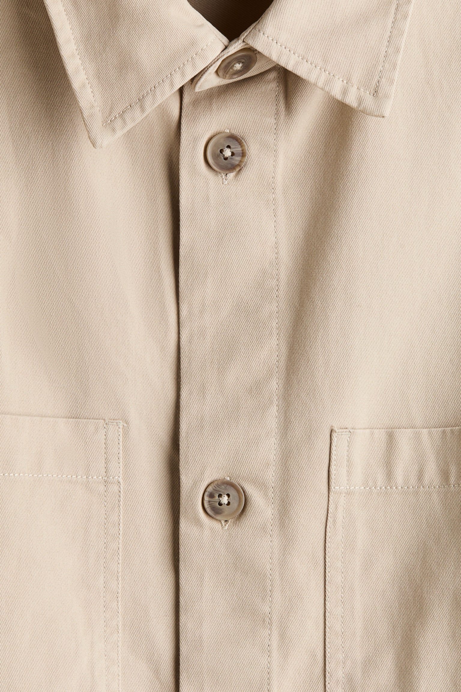 Мужская рубашка H&M Cotton Overshirt, цвет: Бежевый — фото 7