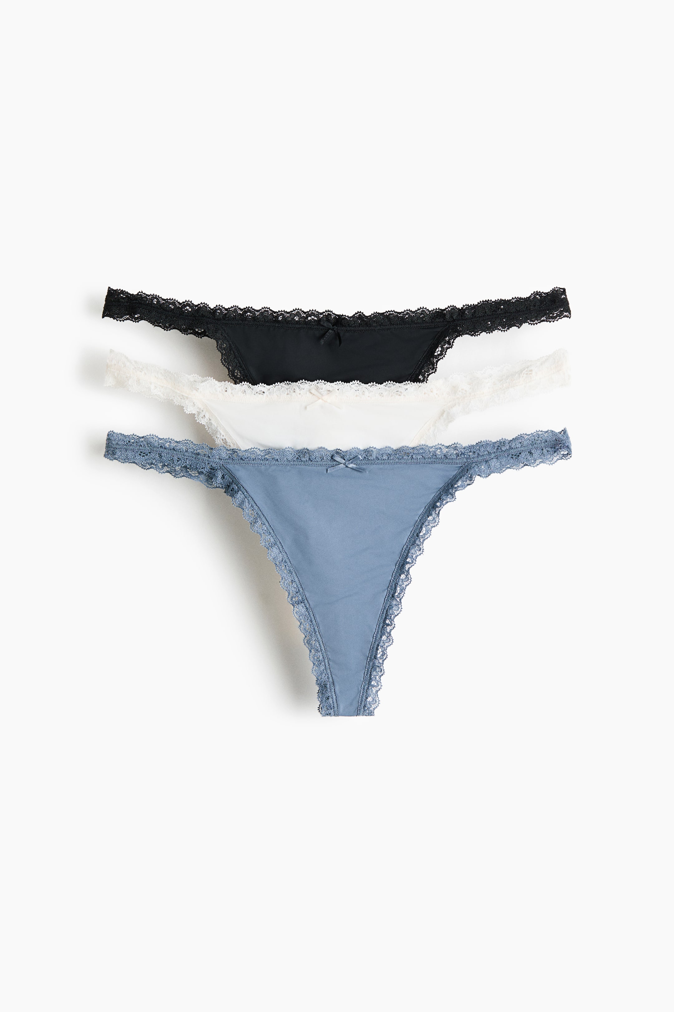 Visualizza immagine più grande: Tanga a perizoma in microfibra 3 pezzi - Blu/bianco/nero - DONNA | H&M IT 4