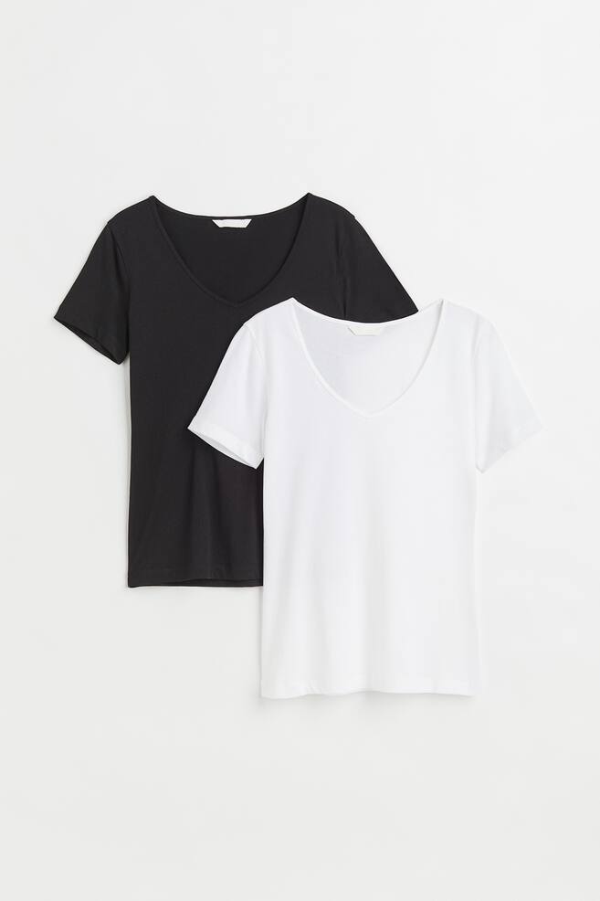 2-pack cotton T-shirts - Black/White - 1