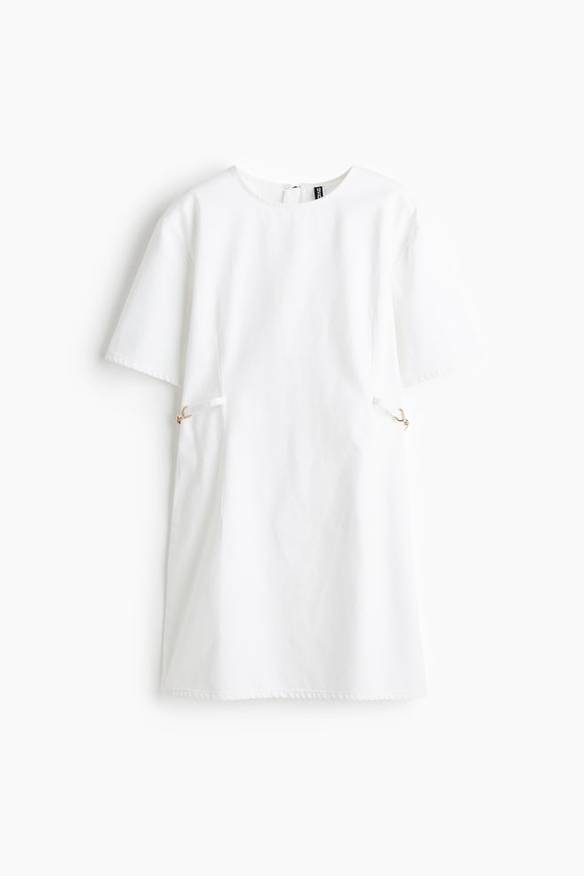 Buckle-detail denim dress - White/Burgundy/Dark denim blue - 1