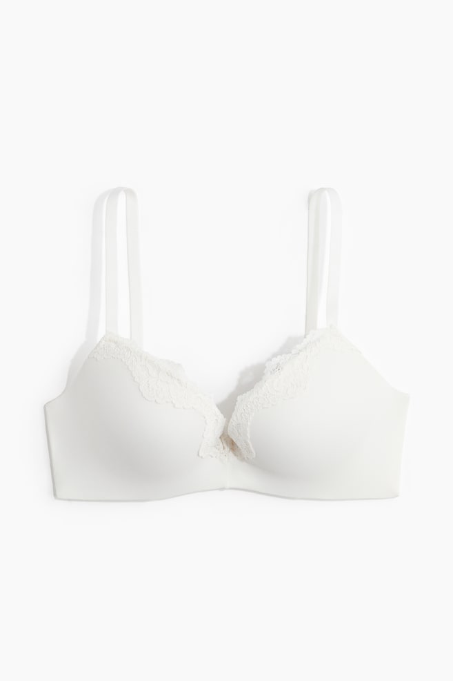 Microfibre and lace push-up bra - White - 1