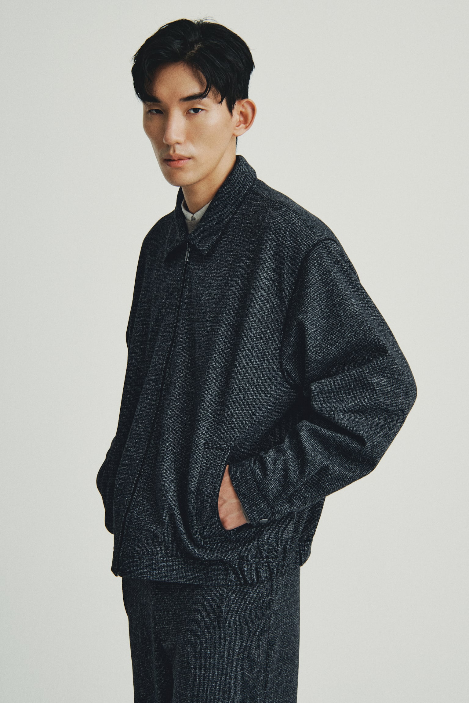 Harrington-style jacket - ブラック／チェック/ブラックメランジ - 7