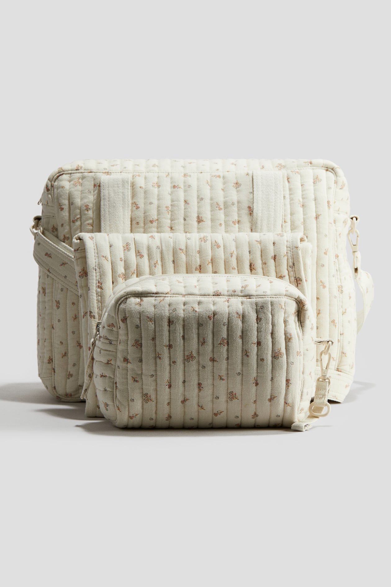 3-piece padded changing-bag set Cream/Floral Kids H&M GB - Main Image