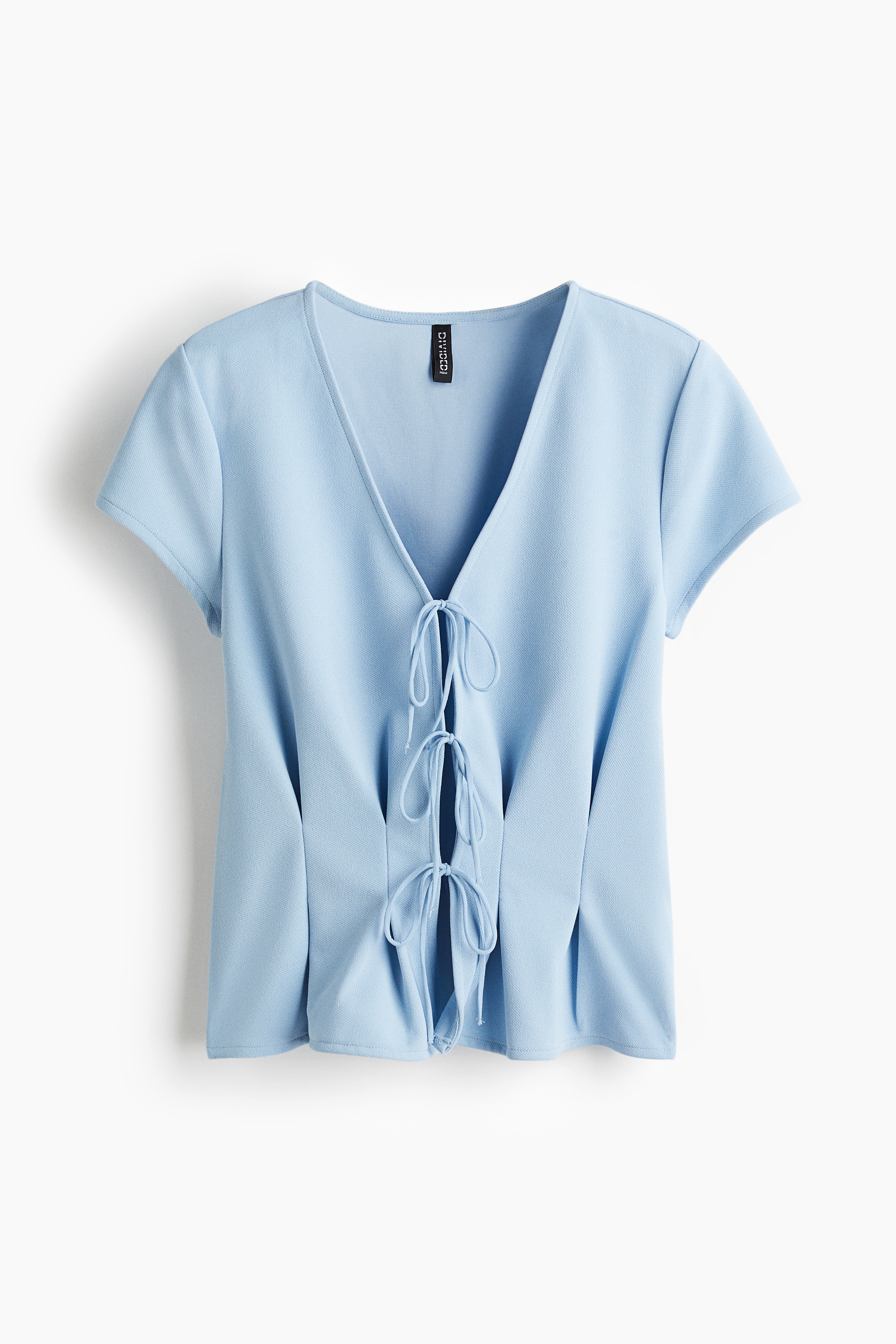 Waisted tie-front top