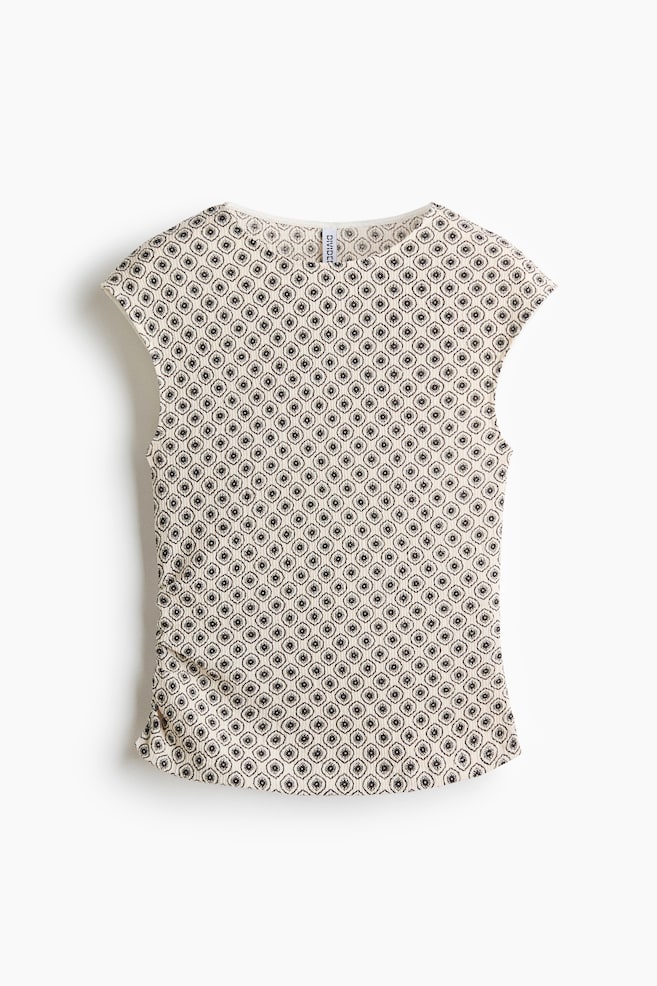 Top van structuurtricot - Lichtbeige/dessin/Zwart/Roestrood/Dusty lichtblauw - 1