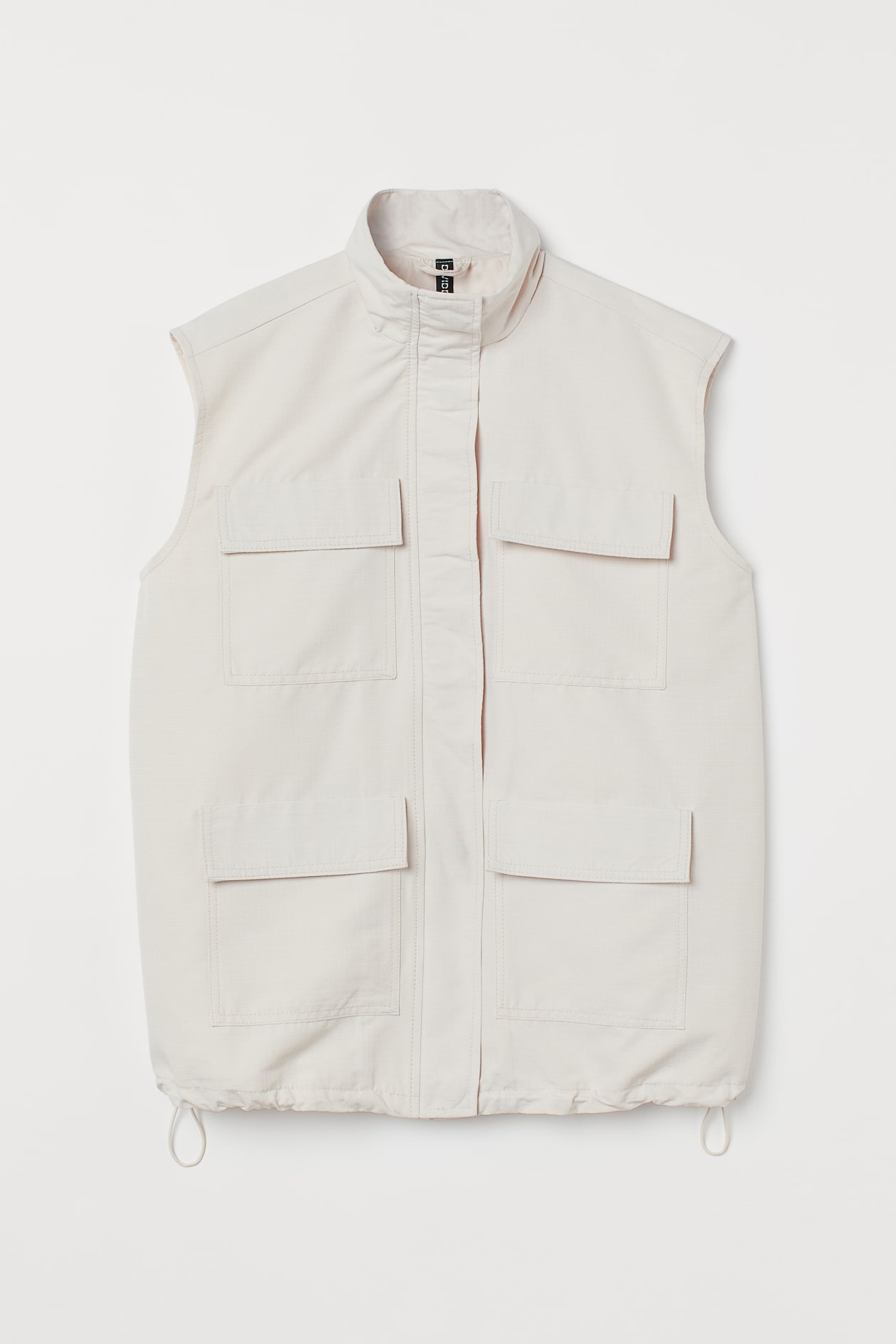 Utility gilet - Sleeveless - Regular length - Light beige - Ladies 