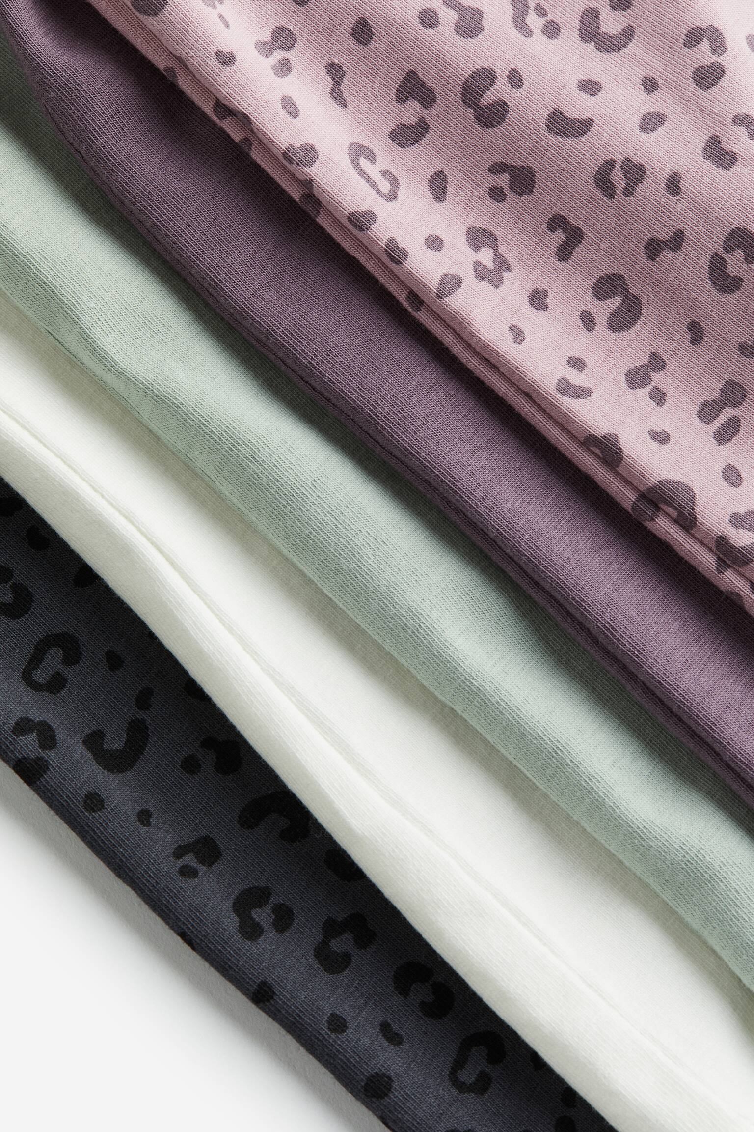 5-pack Jersey Tops - Pink/Leopard print/Mint green/Pink/Dark red/Pink/Grey/Hearts/Purple/Turquoise/Dark grey/Spot/Dark grey/Dot/Dark red/Old rose/White - 2