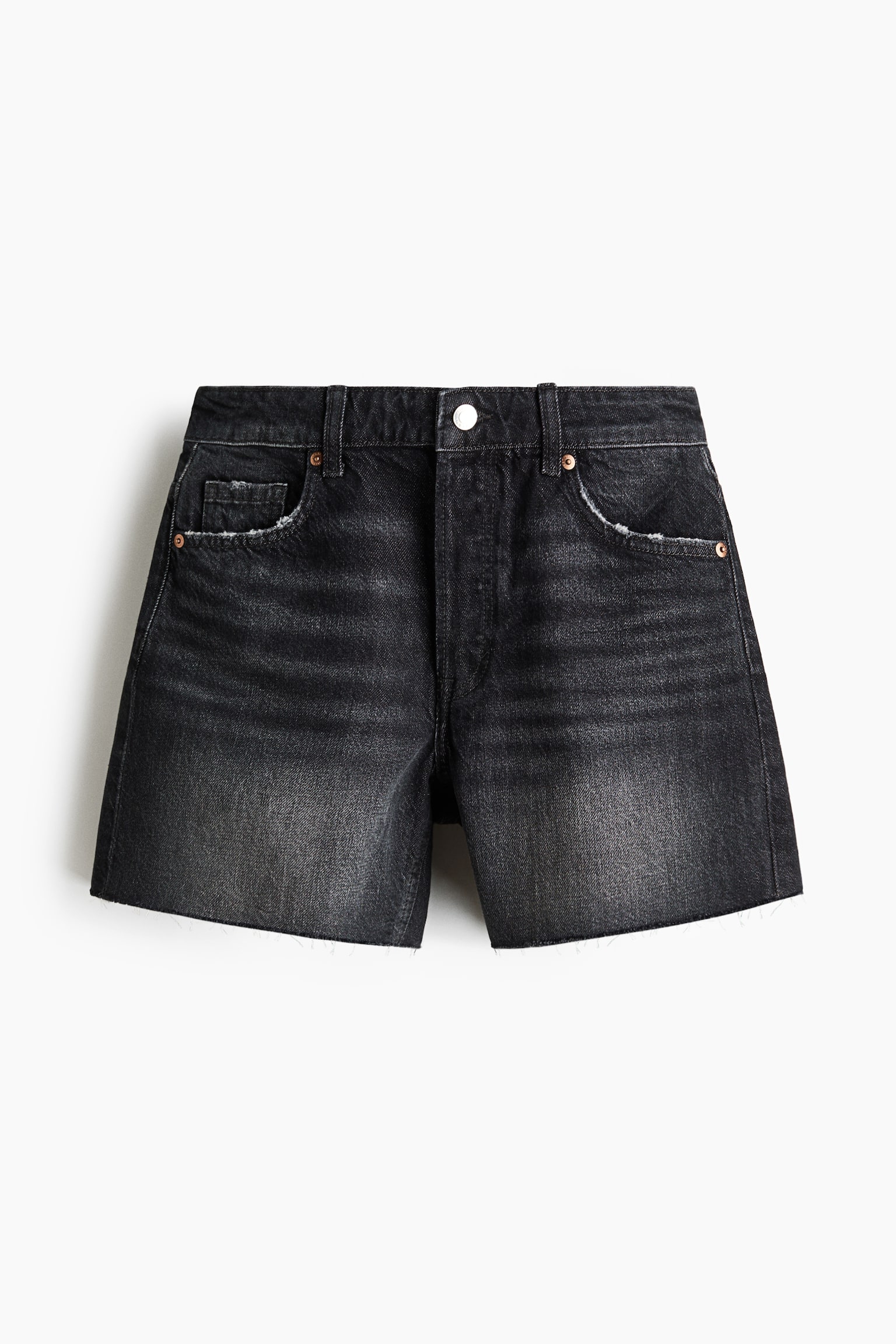 Raw-Edge Denim Shorts