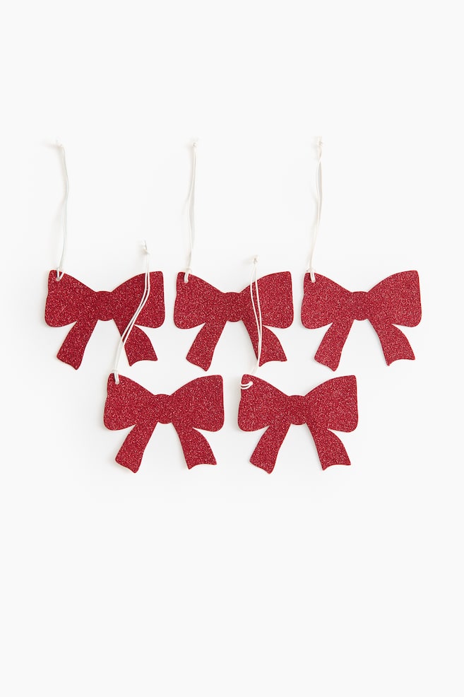5-pack bow-shaped gift tags - Red/Bow/Green/Bow/Gold-coloured - 1