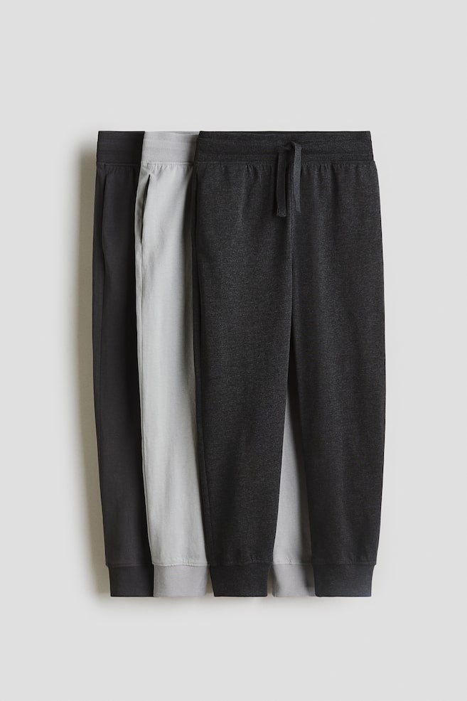 3-pack Cotton Jersey Joggers - Gray/Black/Dark blue/gray melange - 1