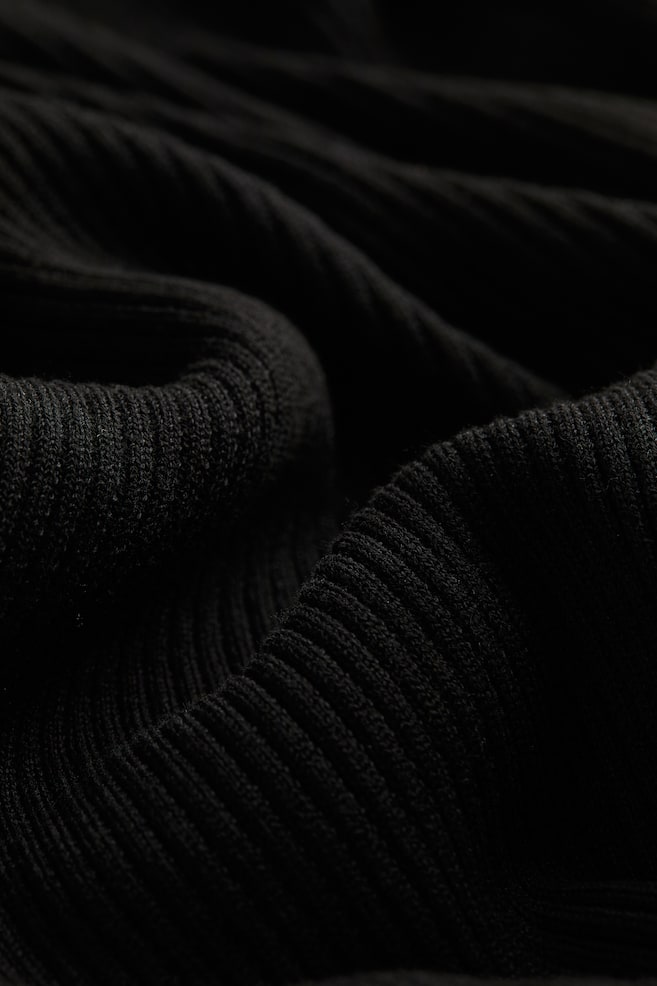 Rib-knit dress - Black/Light greige - 5
