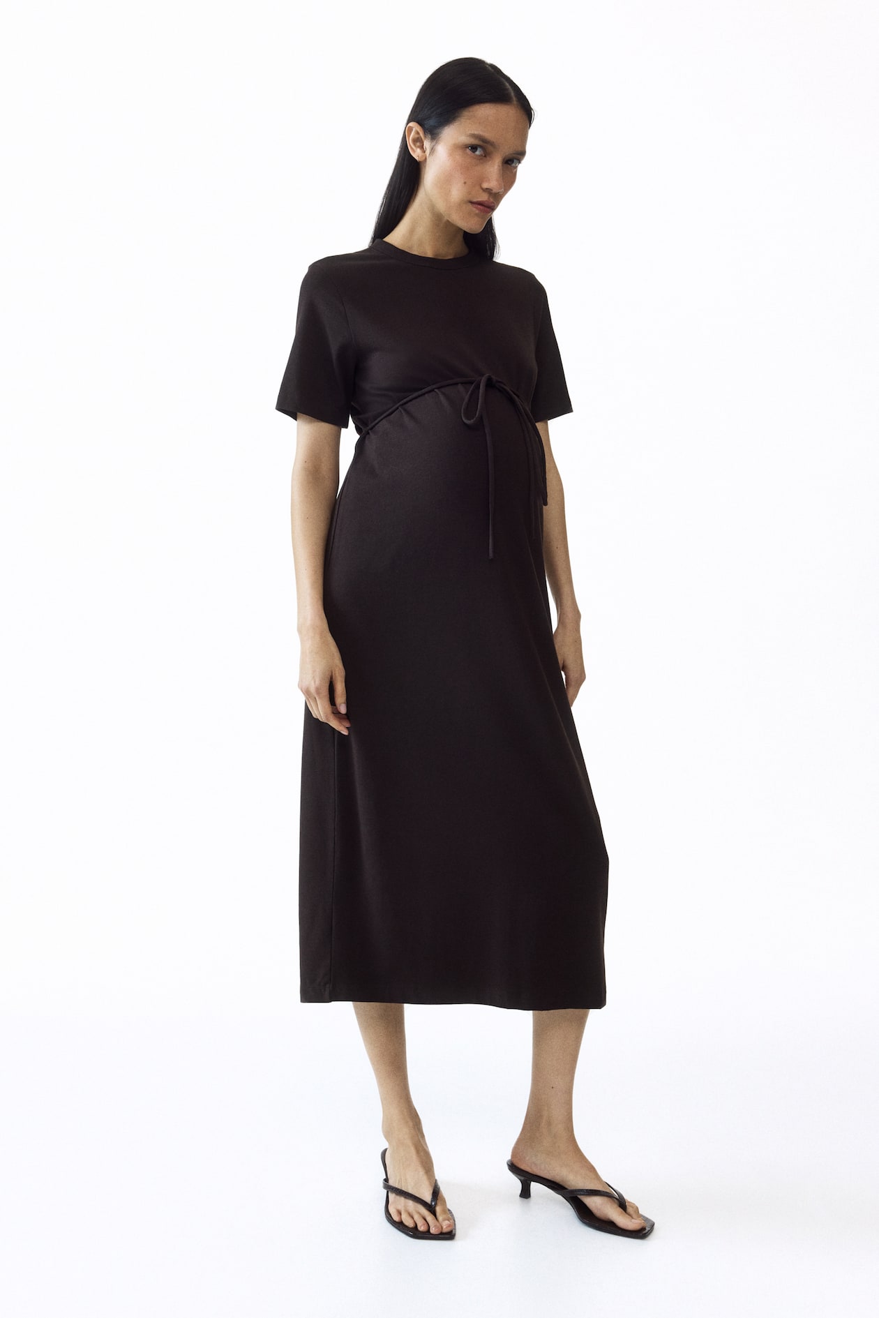 black tie maternity dress Black Side Tie Jersey Midi Dress main image 1