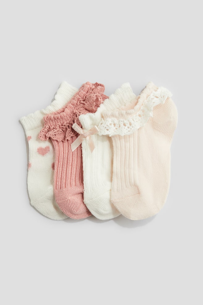 4-pak strømper uden skaft - Støvet rosa/Hvid/Rosa/Beige/Lyslilla/Marineblå/Hvid/Beige/Hvid/Lys rosa/Hvid/Rosa/Lyslilla - 1