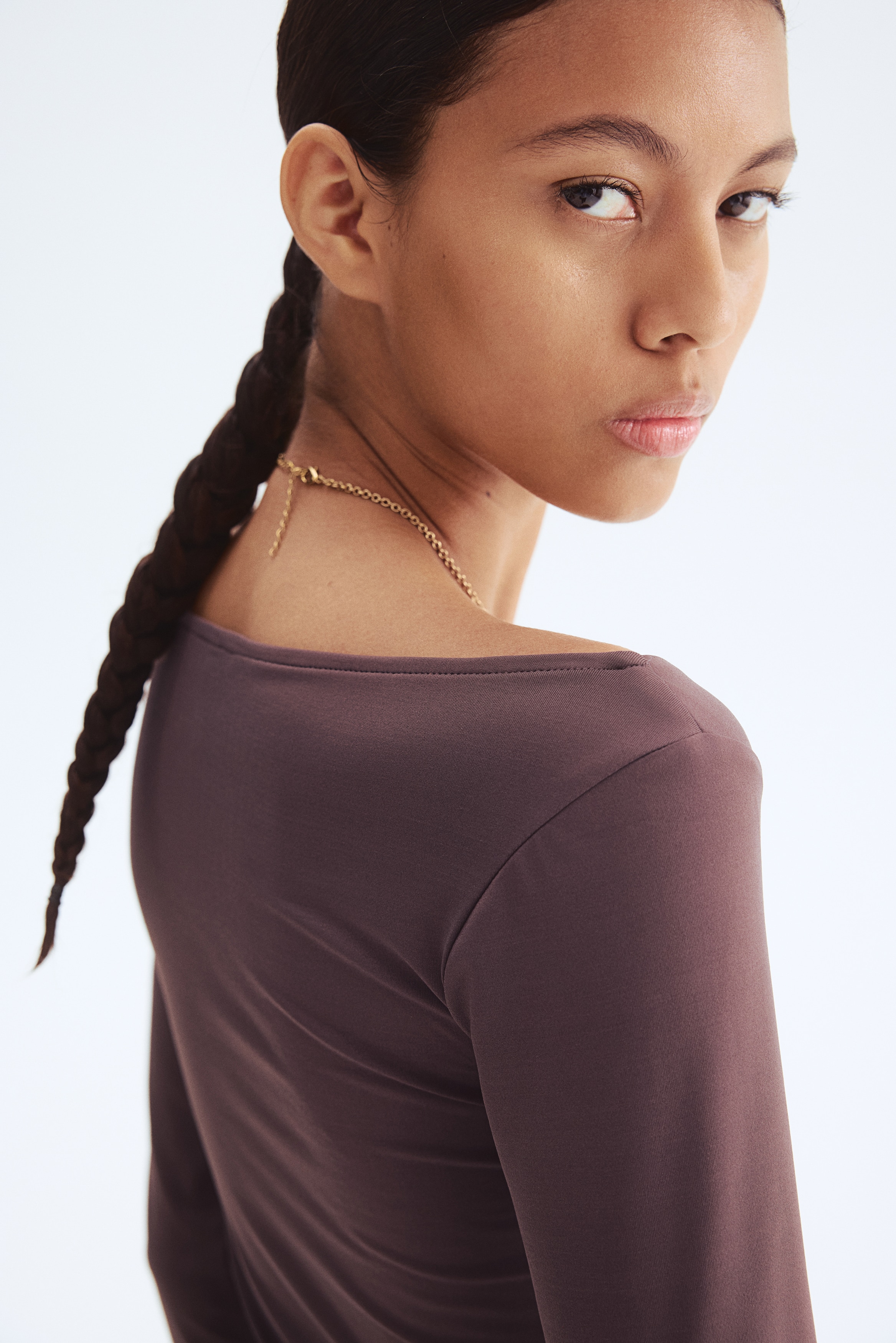 Boat-Neck Top - Dark purple - Ladies | H&M US