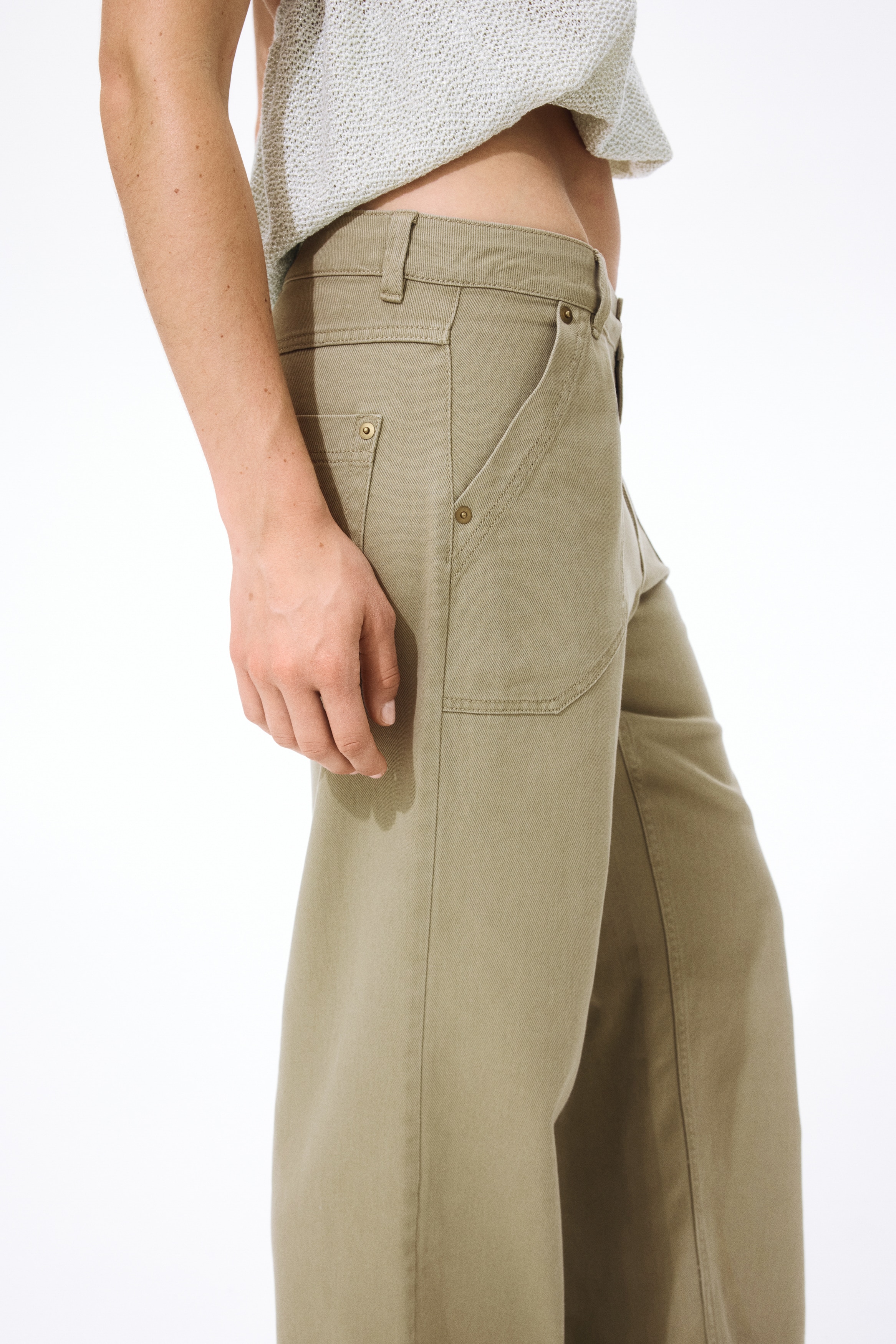 Women's Dark brown Wide-Leg Twill Pants | H&M US