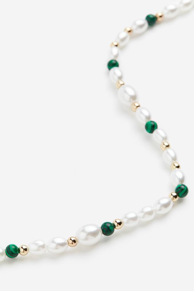 Perlenkette - Weiß/Grün - 2