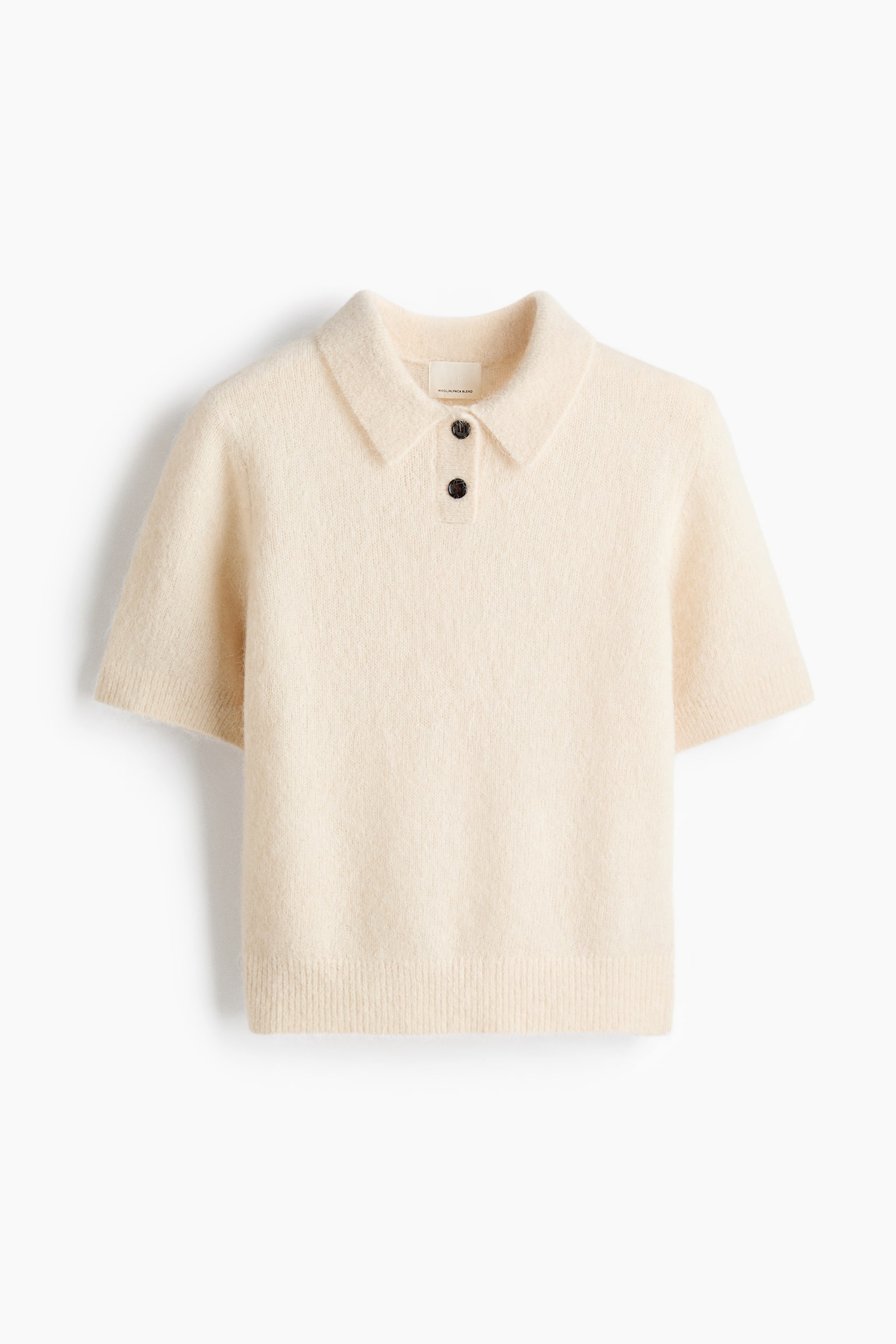 Alpaca-blend polo shirt - Light beige/Dark grey marl/Dark brown - 2