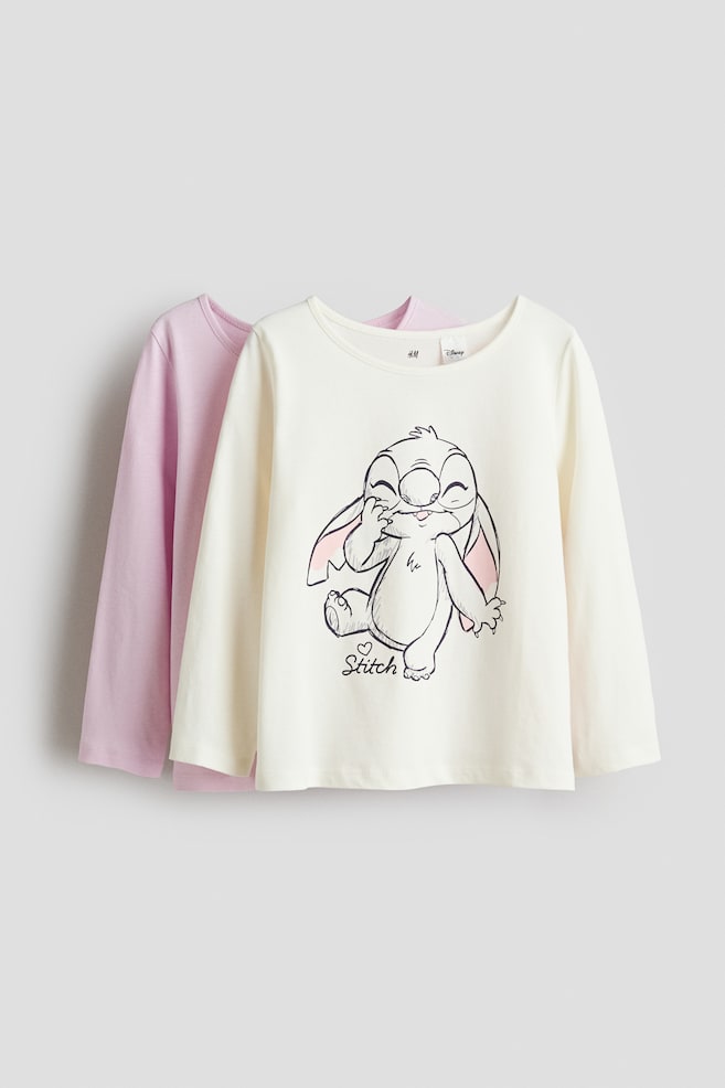 2-pack printed cotton tops - White/Lilo & Stitch - 1
