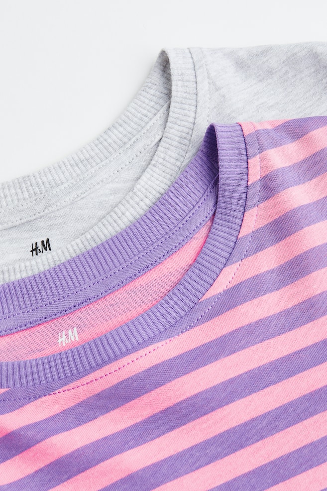 2-pack cotton jersey tops - Purple/Striped/Orange/Striped - 3