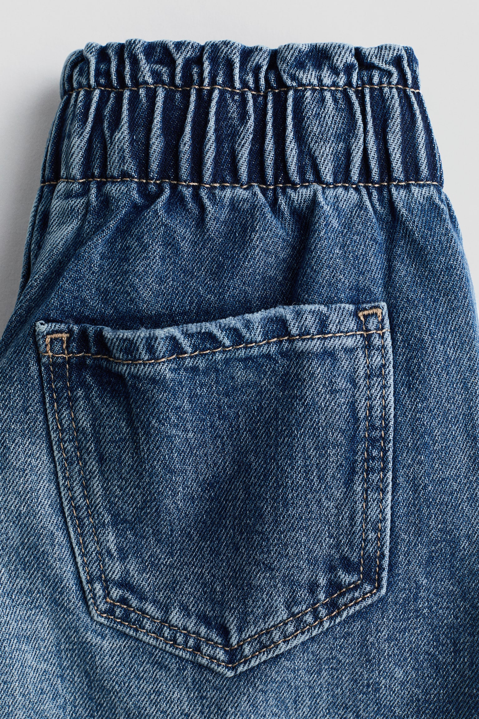 Paper-Bag Denim Shorts - Denim blue/Light denim blue - 2
