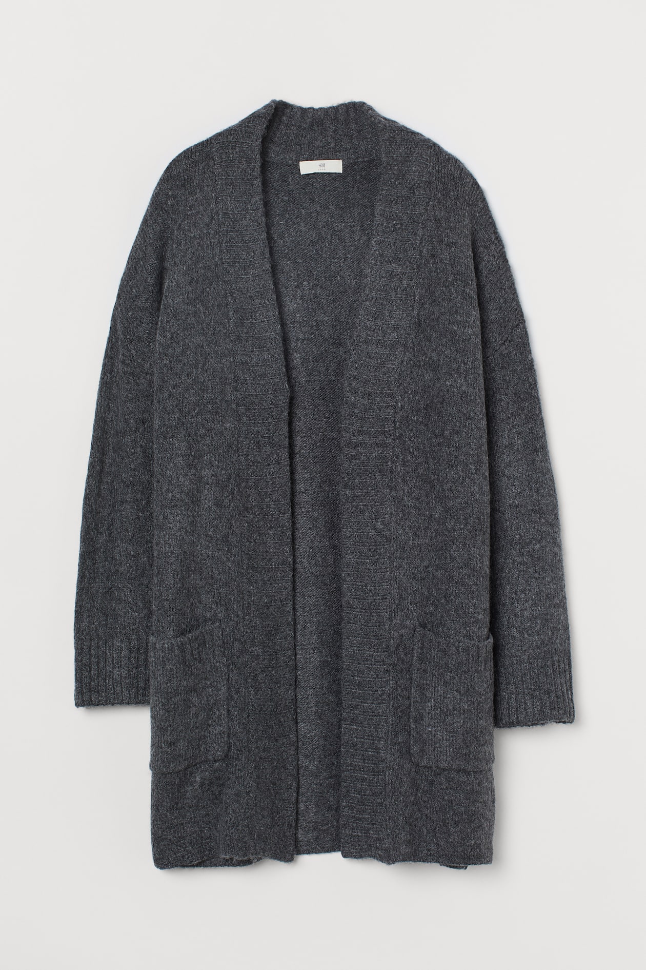 Knit Cardigan - Long sleeve - Dark gray melange - Ladies | H&M US