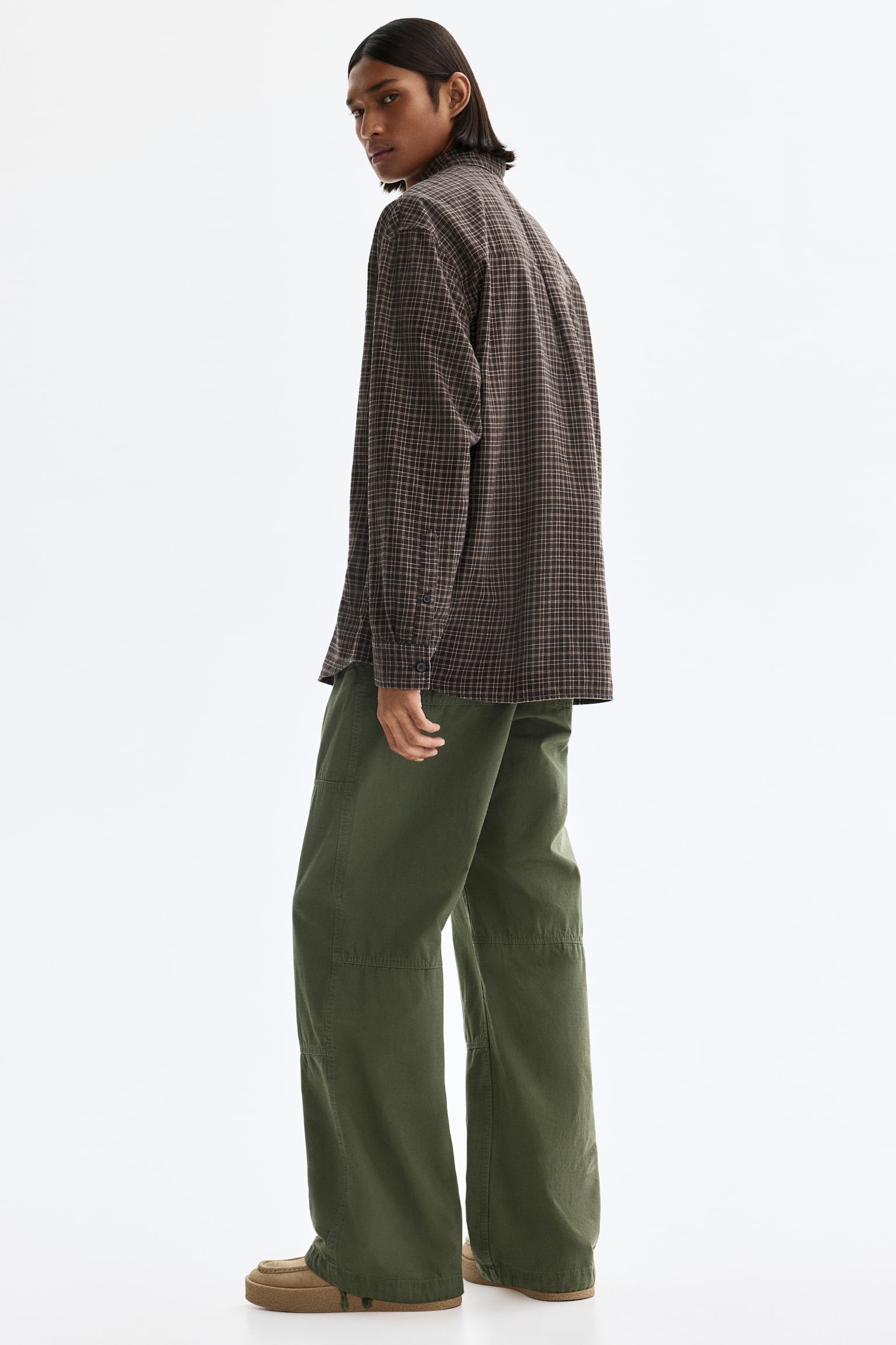 חולצת כותנה Relaxed Fit - חום/משבצות/ורוד/משבצות/בז'/משבצות - 3