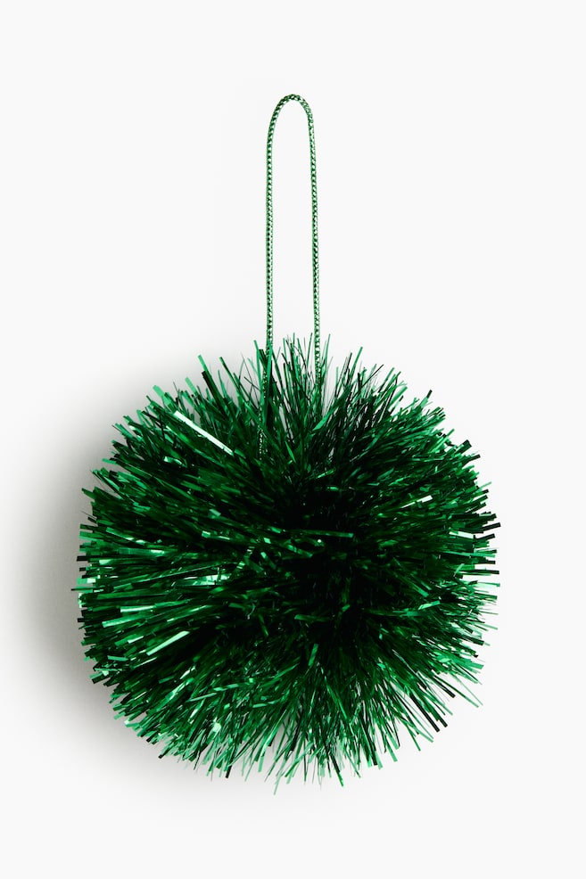 Juldekoration med pompom - Grön/Röd/Silver - 1