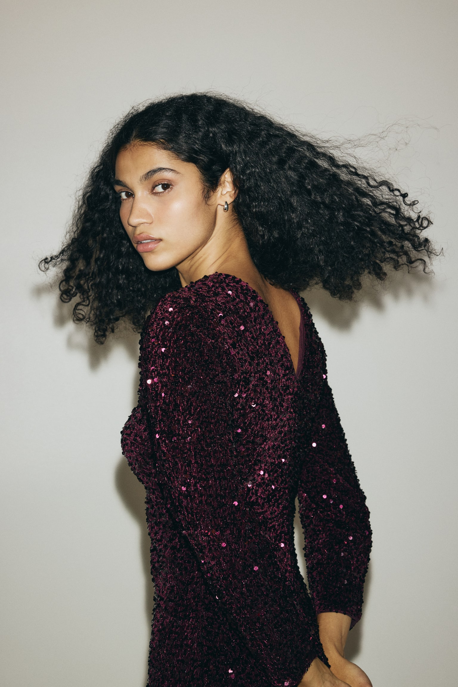 Sequined mini dress - Burgundy/Black - 5