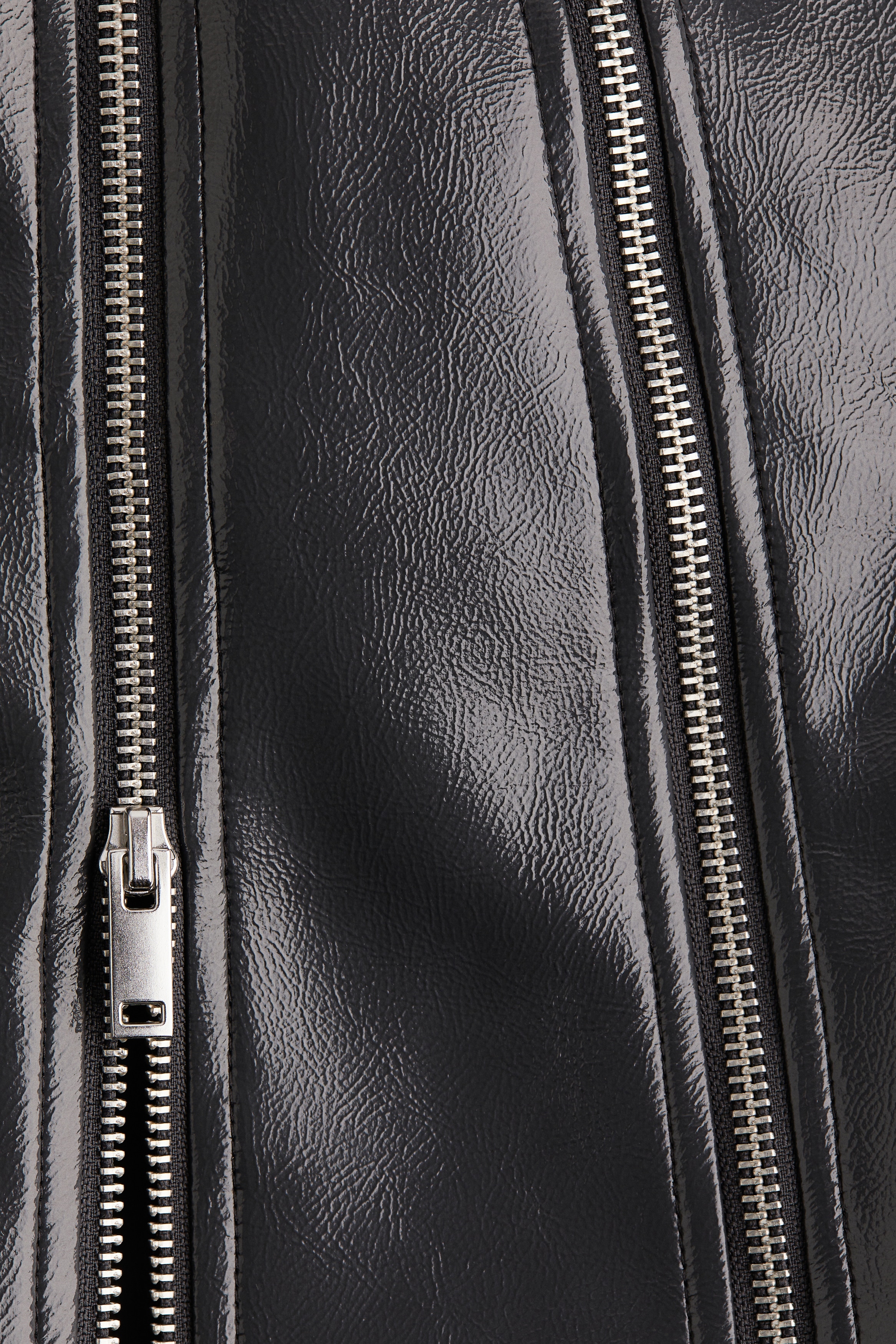 Coated zip-detail skirt