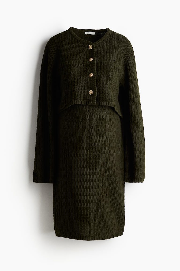 Ladies - Dark Green MAMA 2-piece Knit Set - Size: XS - H&M Ladies - Dark Green MAMA 2-piece Knit Set - Size: XS - H&M