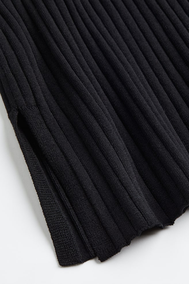 Rib-knit bodycon dress - Black/Cream/Light khaki green - 4