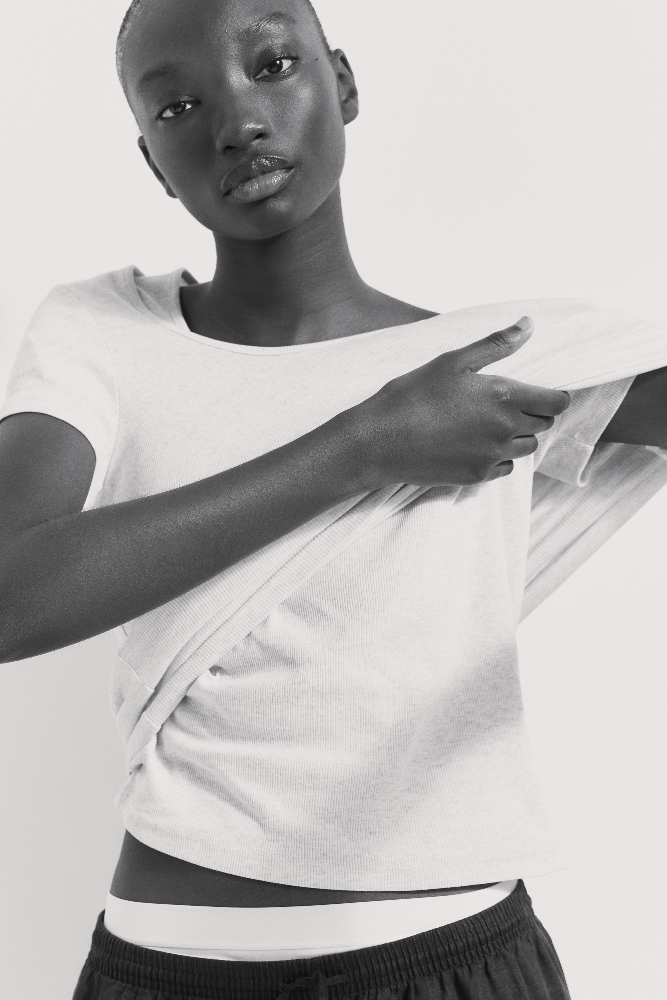 Ribbed Cotton T-Shirt
