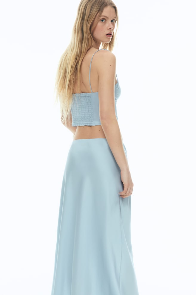 Falda maxi de satín - Azul claro - 5