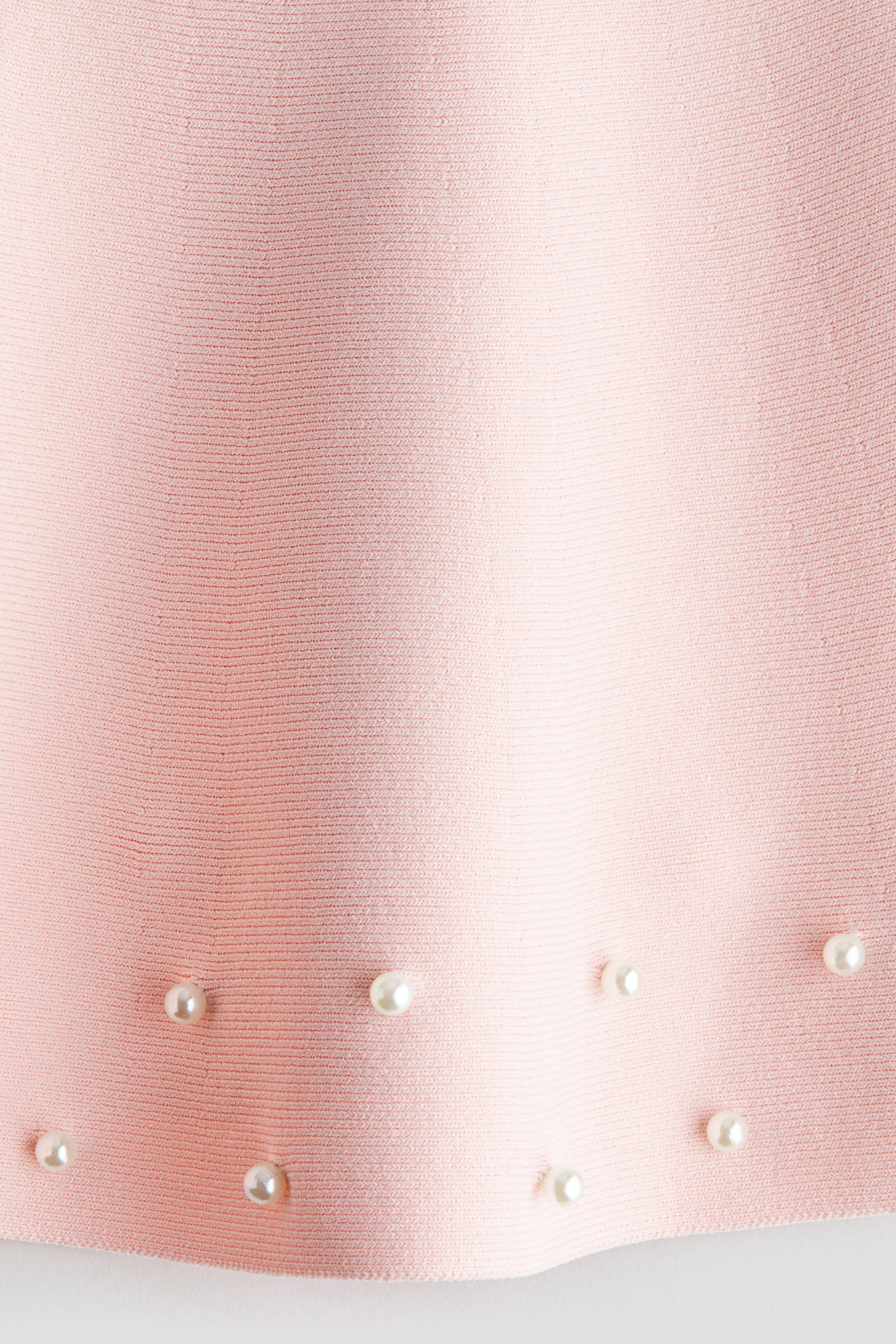 Bead-Detail Fine-Knit Skirt