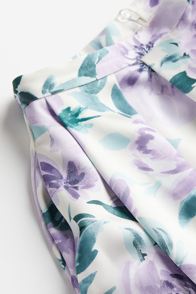 A-line skirt - White/Purple floral/White - 4