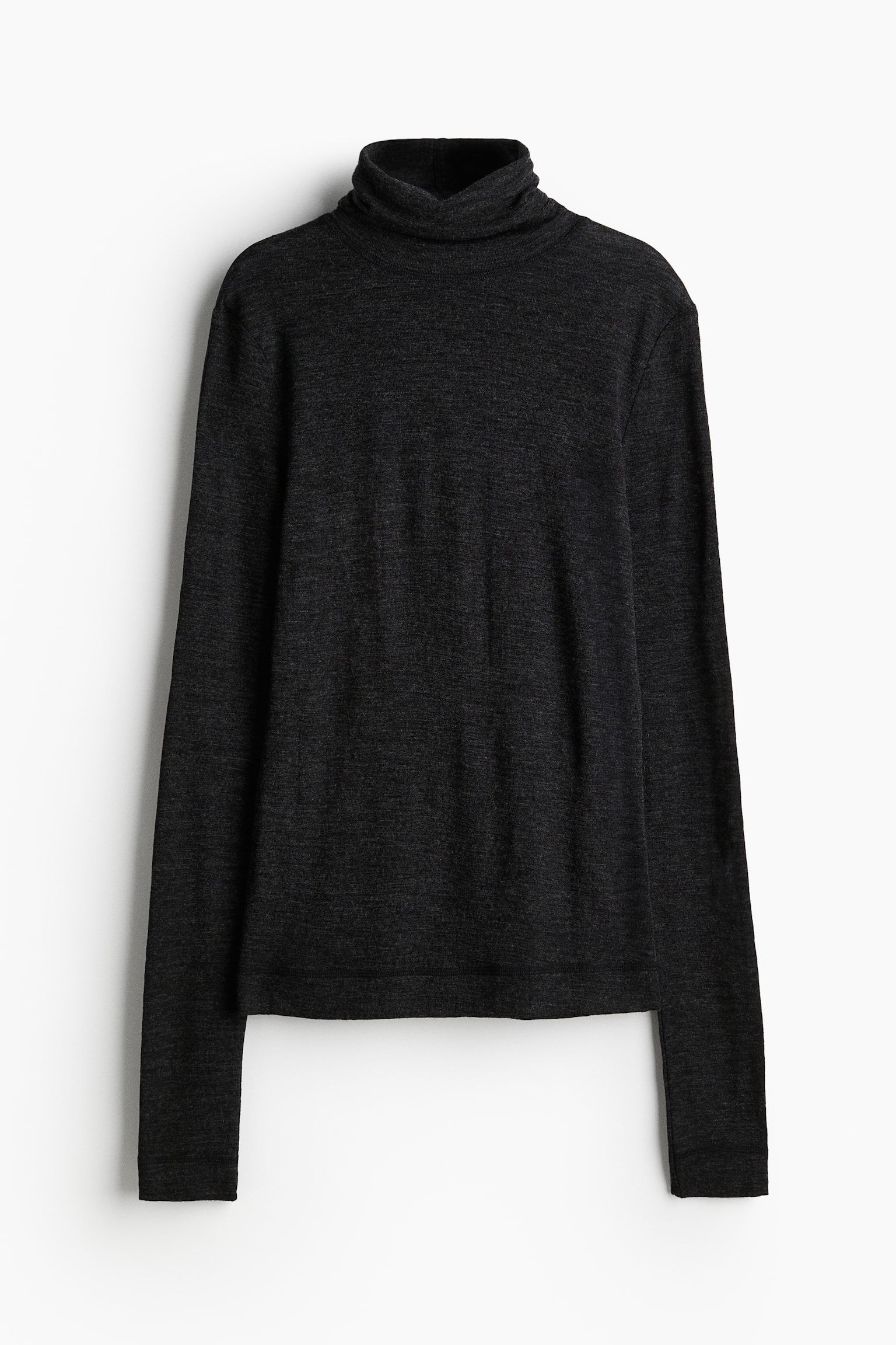 Polo-neck wool top - Dark grey marl/Cream/White/Black - 2