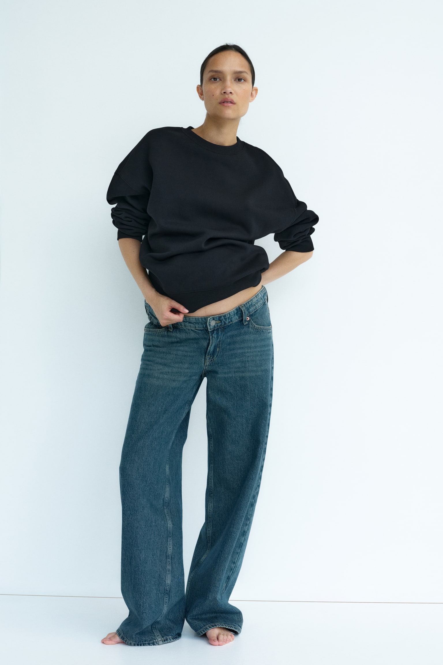 Женские джинсы H&M Mama Wide Low Waist, цвет: Тёмный джинсовый синий — фото 3