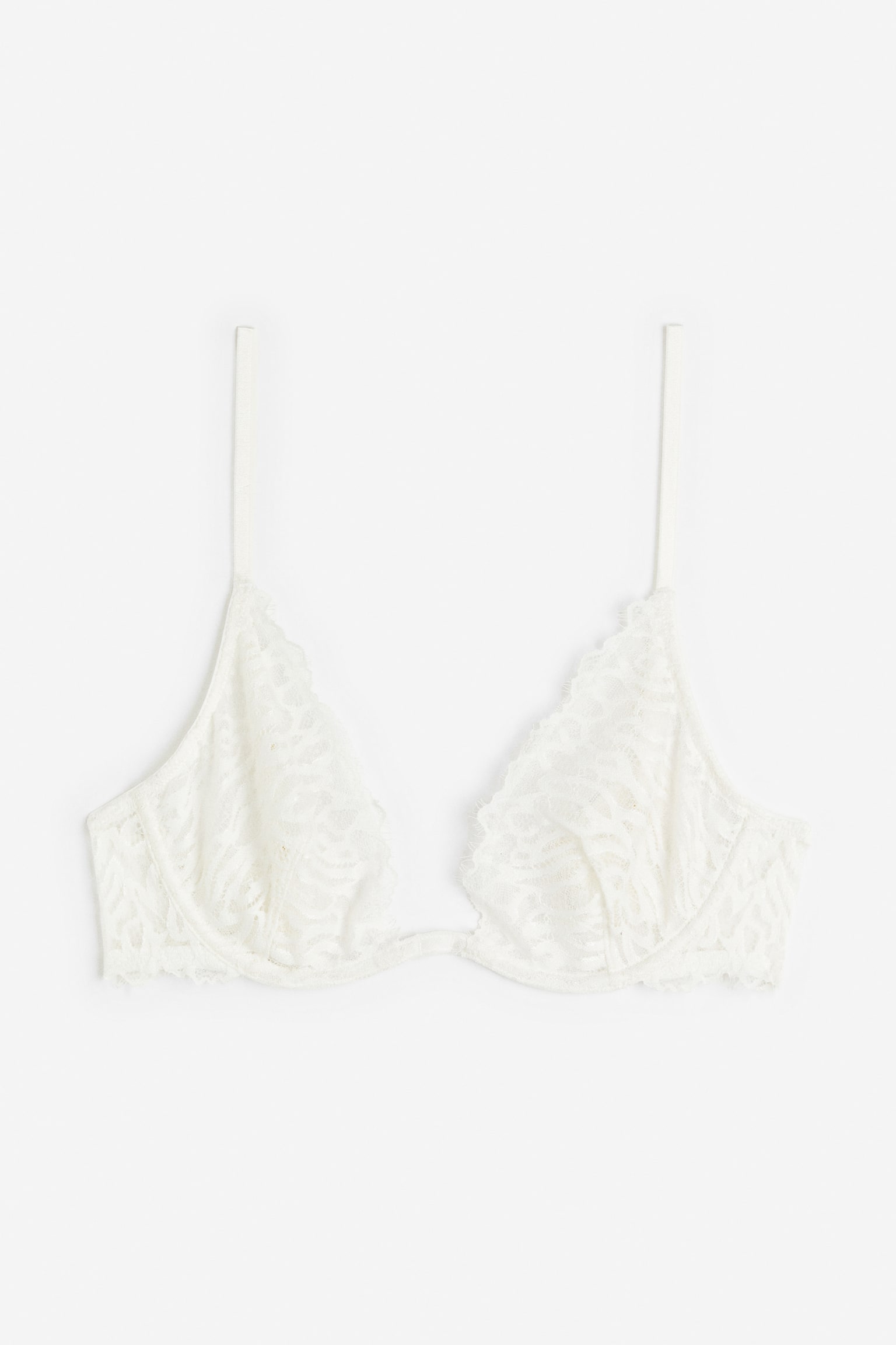 Non Padded Underwire Lace Bra - White/Black - 1