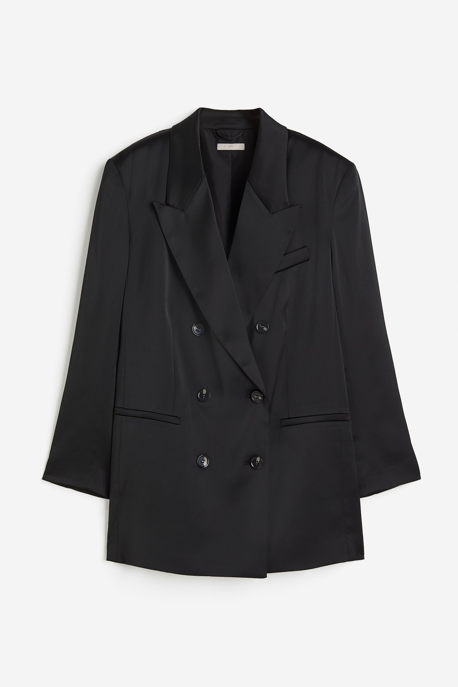 Oversized double-breasted blazer - Black - 1