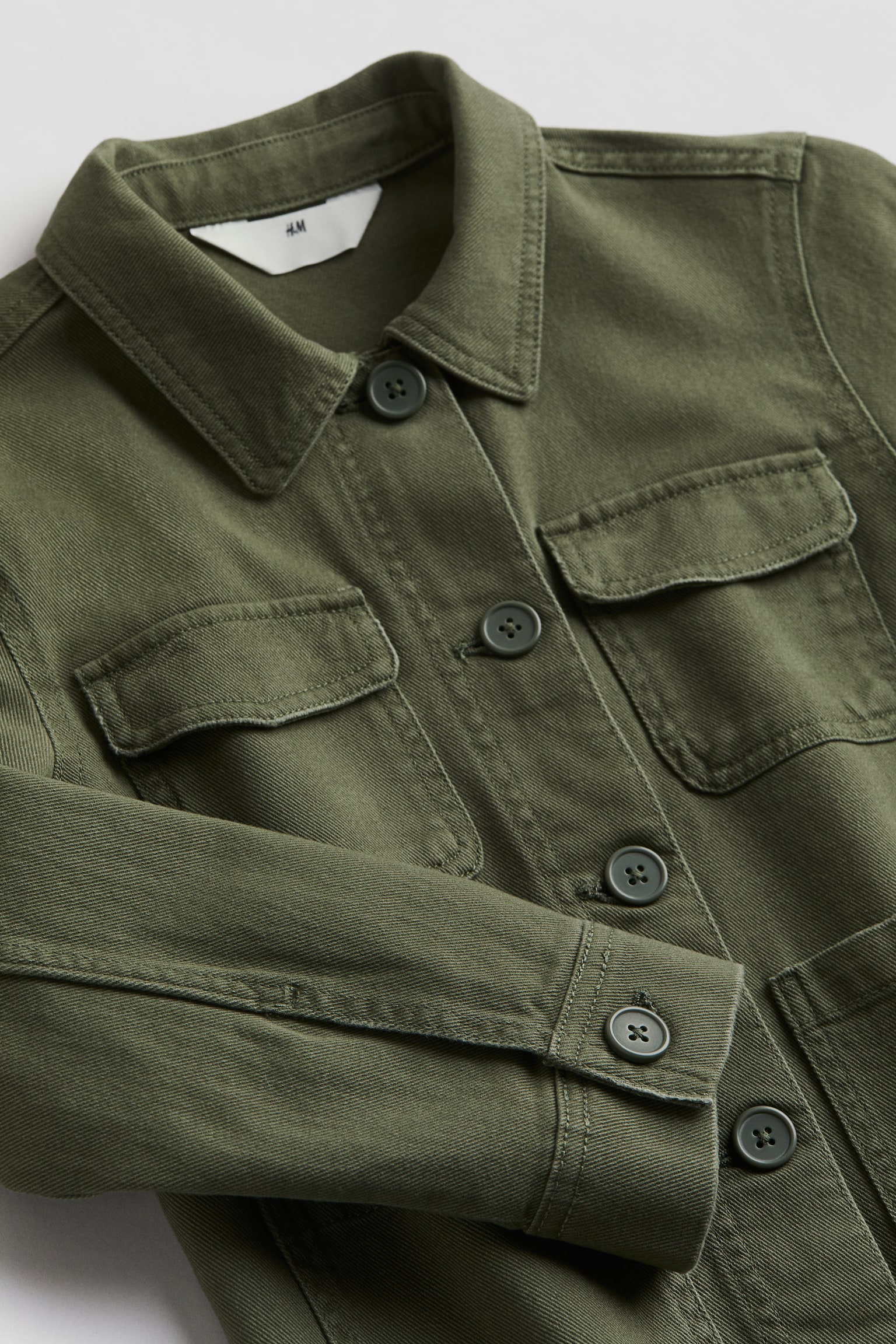 Twill Shirt Jacket - Khaki green/Denim black - 2