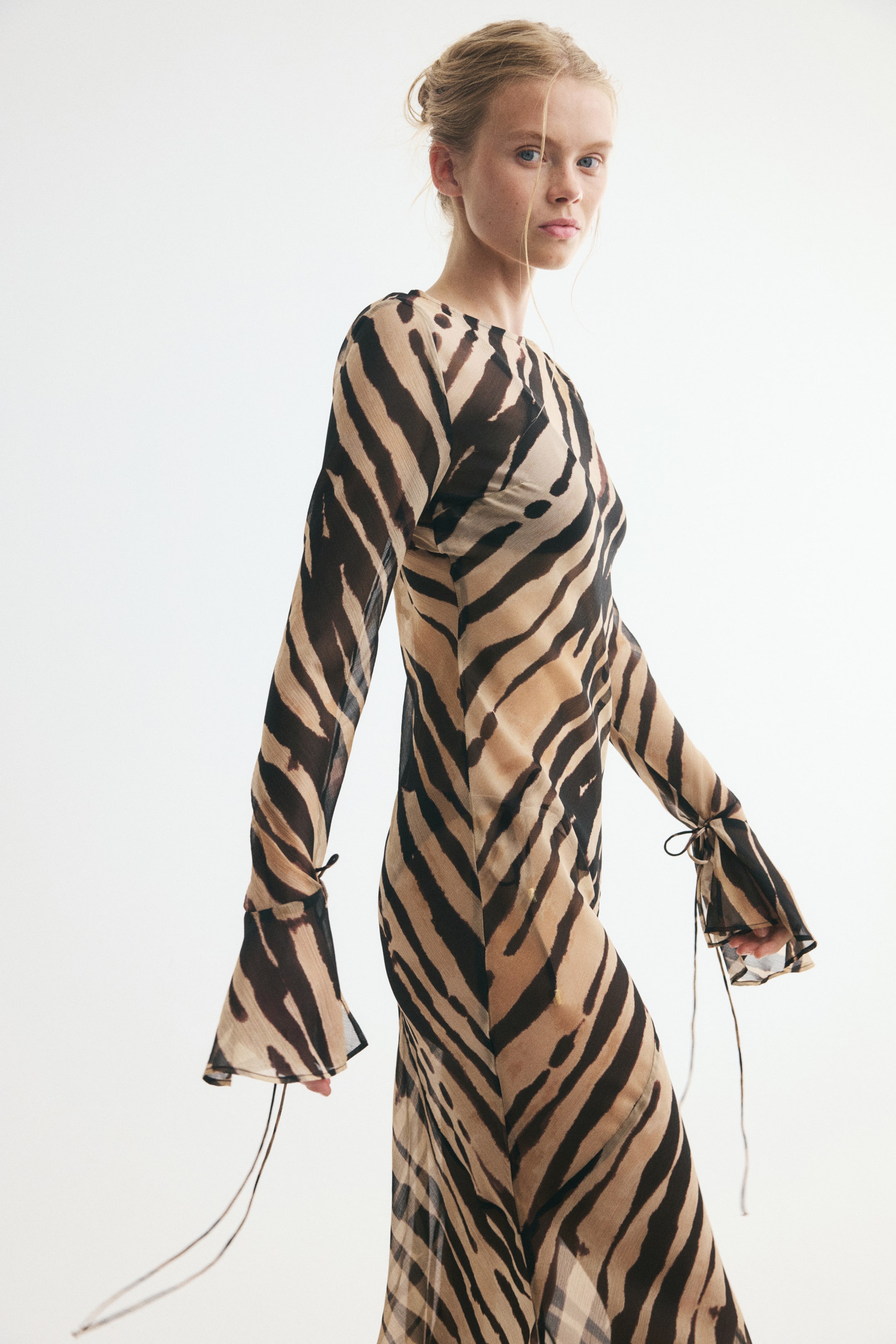 Tie-Detail Chiffon Dress