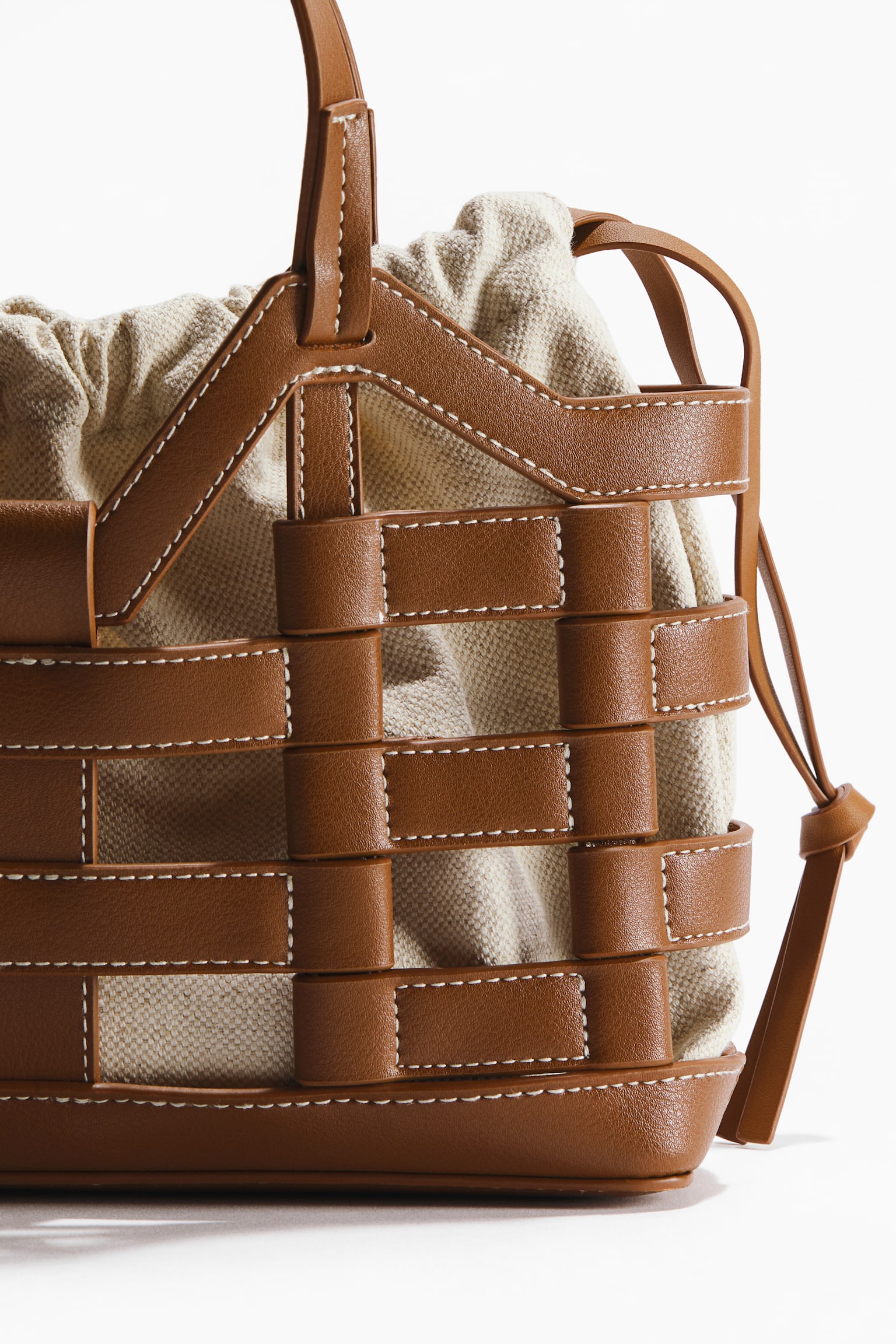 Drawstring-detail tote bag - Light brown/Beige - 4