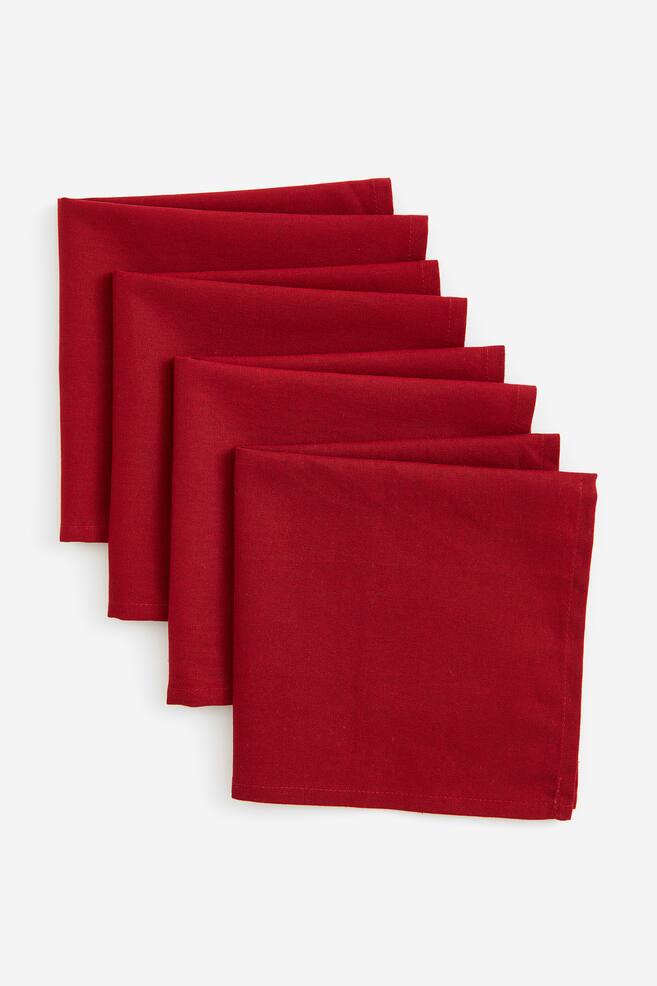 4-pack cotton napkins - Red/White/Anthracite grey/Dark orange /dc - 3
