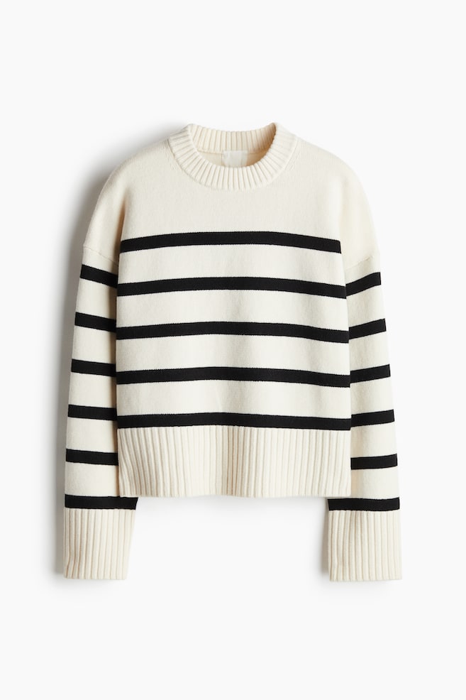 Fine-Knit Sweater - Cream/striped/Cream - 1