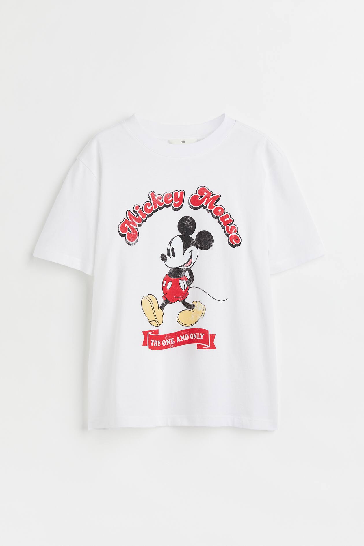 T-shirt with Motif - Round Neck - Short sleeve - White/Mickey Mouse ...