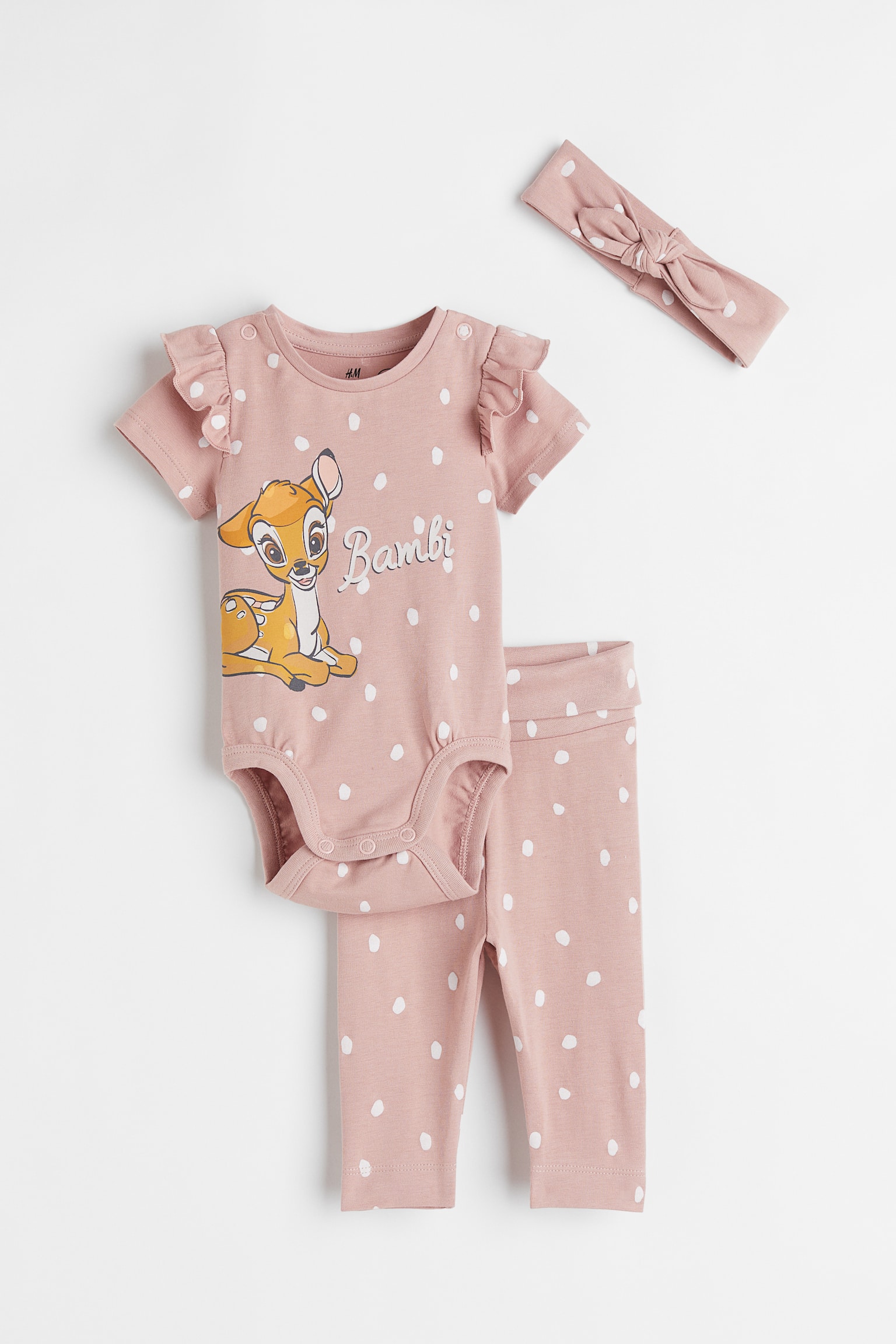 3-piece Print Set - Old rose/Bambi - 1